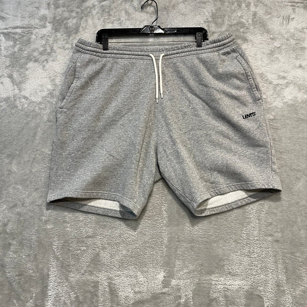 Levi's Sweat Shorts Mens XXL Gray Fleece Drawstring Casual Logo Lounge